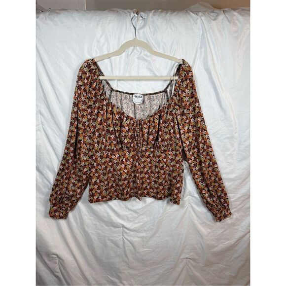 Arula Floral Boho Peasant Shirt 3X Off-the-Shoulder Top NWT - Picture 1 of 7